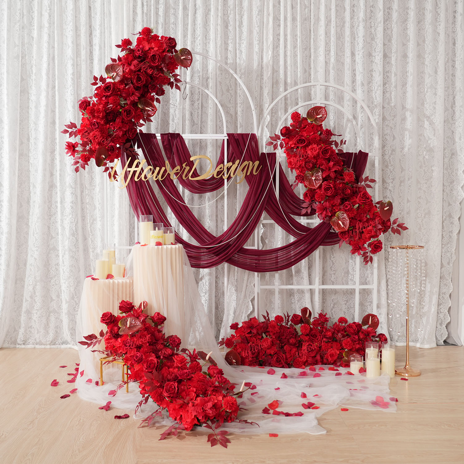 Wedding Arch Flower - 유플라워 레드 플라워 로우 웨딩 아치