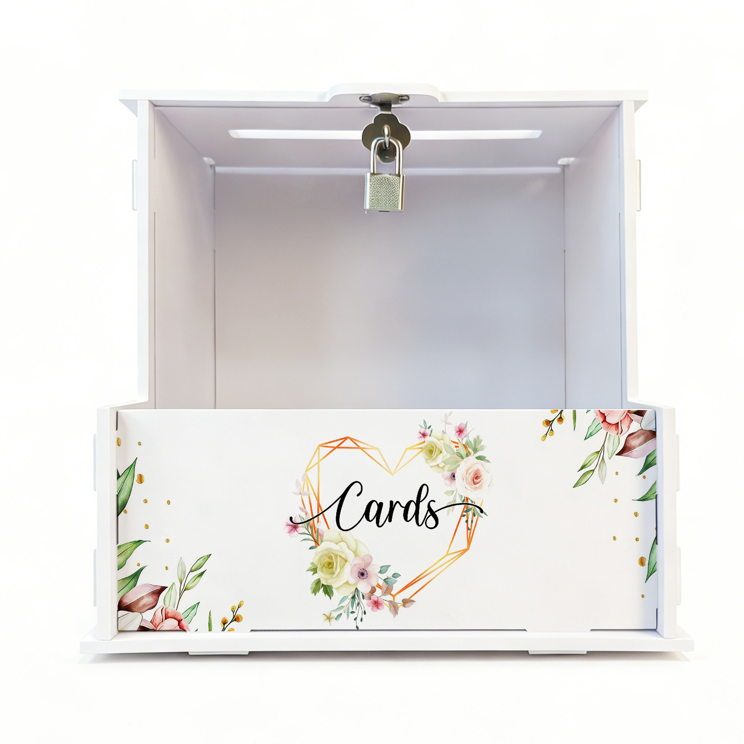 Wedding Favor Box - 흰색 PVC 웨딩 카드 박스, 꽃무늬