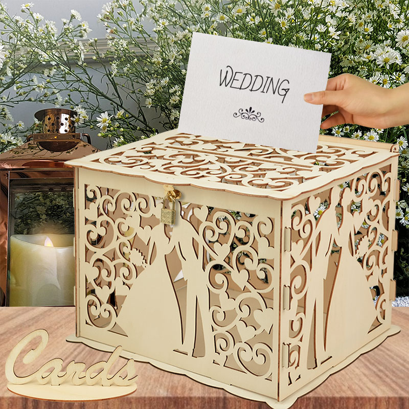 Wedding Supply Rentals - 결혼식 나무 선물 카드 상자 잠금