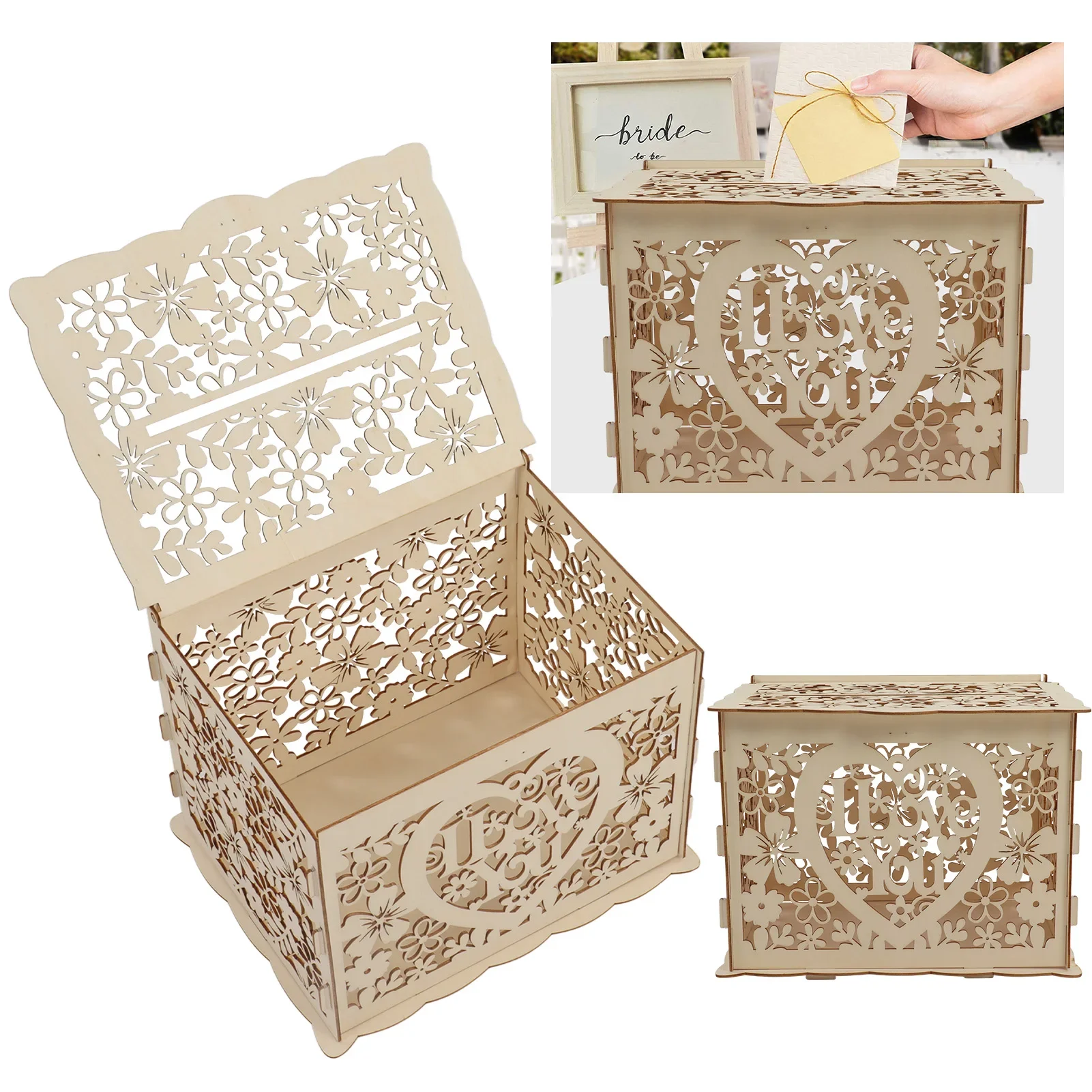 Wedding Card Box - DIY 빈 나무 상자 선물 카드