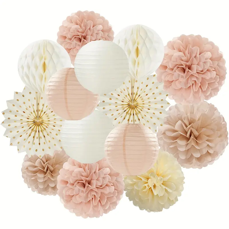 Wedding Ceremony Supply - 11개 샴페인 골드 및 베이지색 종이꽃,