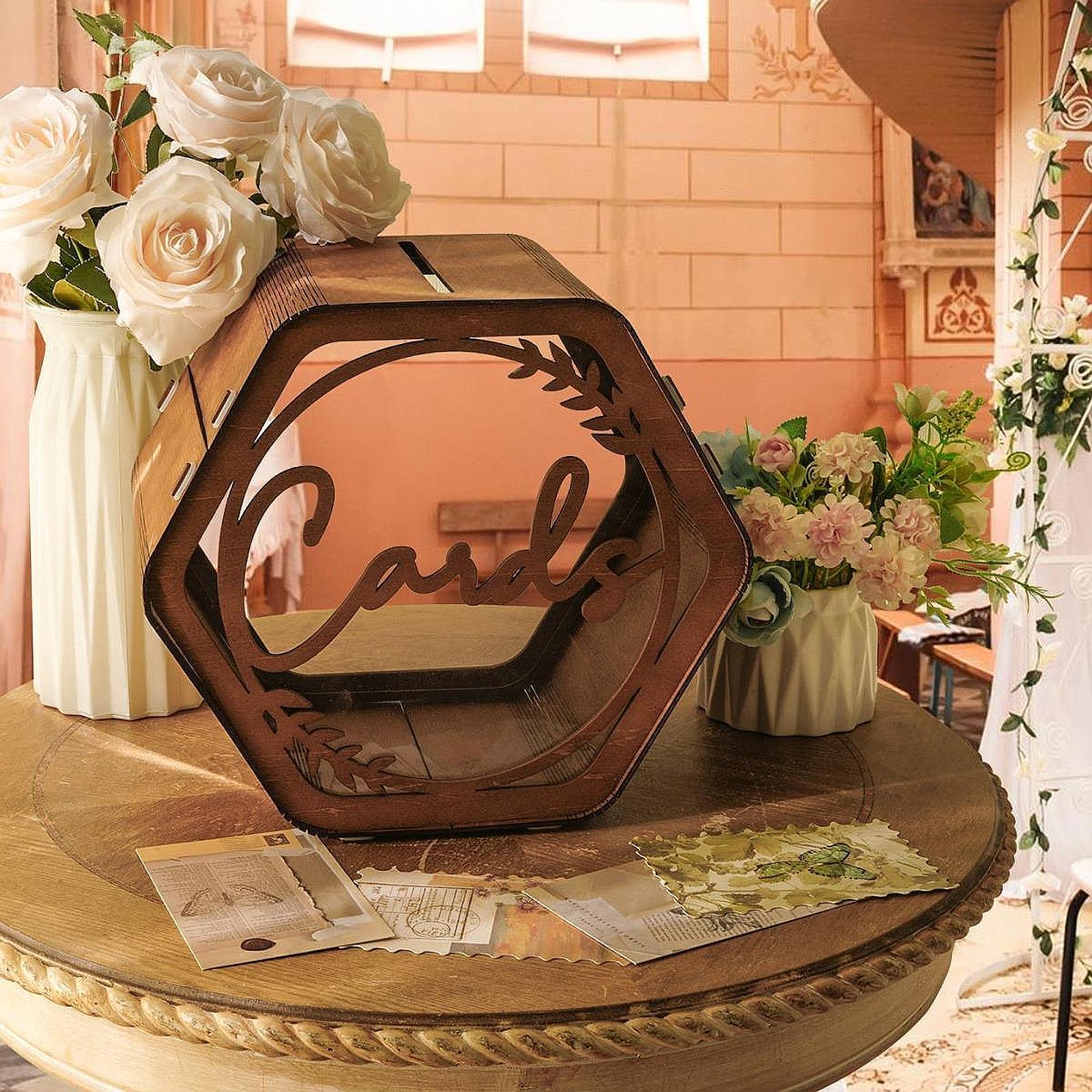 결혼식 카드 박스, 슬롯이 있는 장식용 인사말 카드 박 - Wedding Card Box 리뷰 및 가격