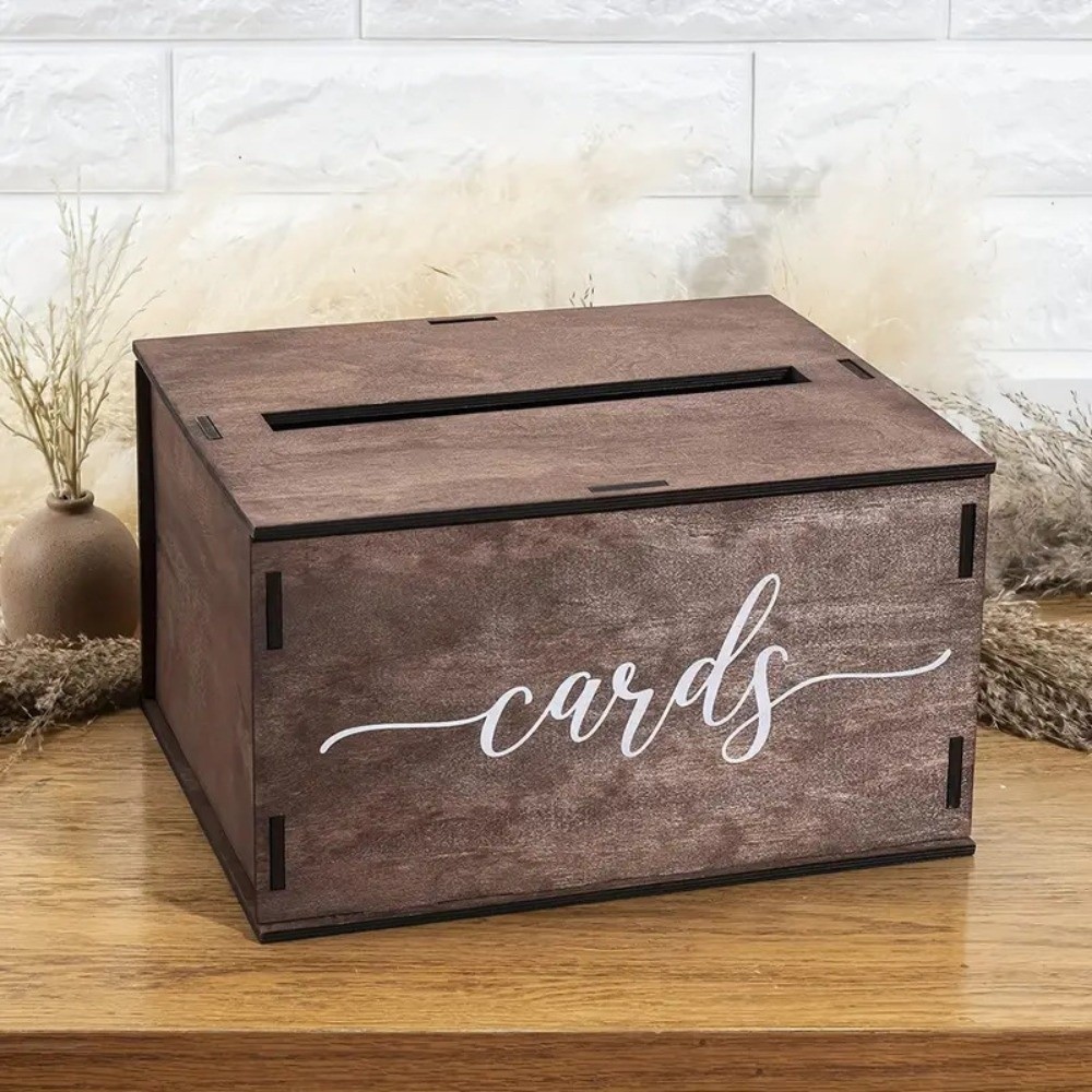 새로운 나무 웨딩 카드 상자 뚜껑이 있는 장식용 수제  - Wedding Card Box 리뷰 및 가격