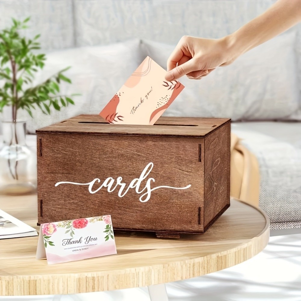 새로운 나무 웨딩 카드 상자 뚜껑이 있는 장식용 수제  - Wedding Card Box 리뷰 및 가격