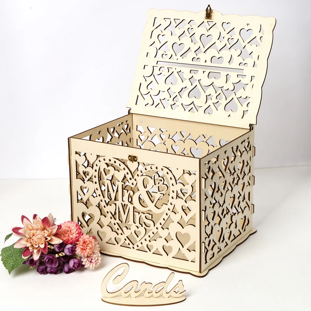 나무 웨딩 카드 상자 웨딩 장식 용품, DIY Mr & - Wedding Card Box 리뷰 및 가격