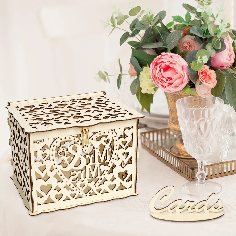 나무 웨딩 카드 상자 웨딩 장식 용품, DIY Mr & - Wedding Card Box 리뷰 및 가격
