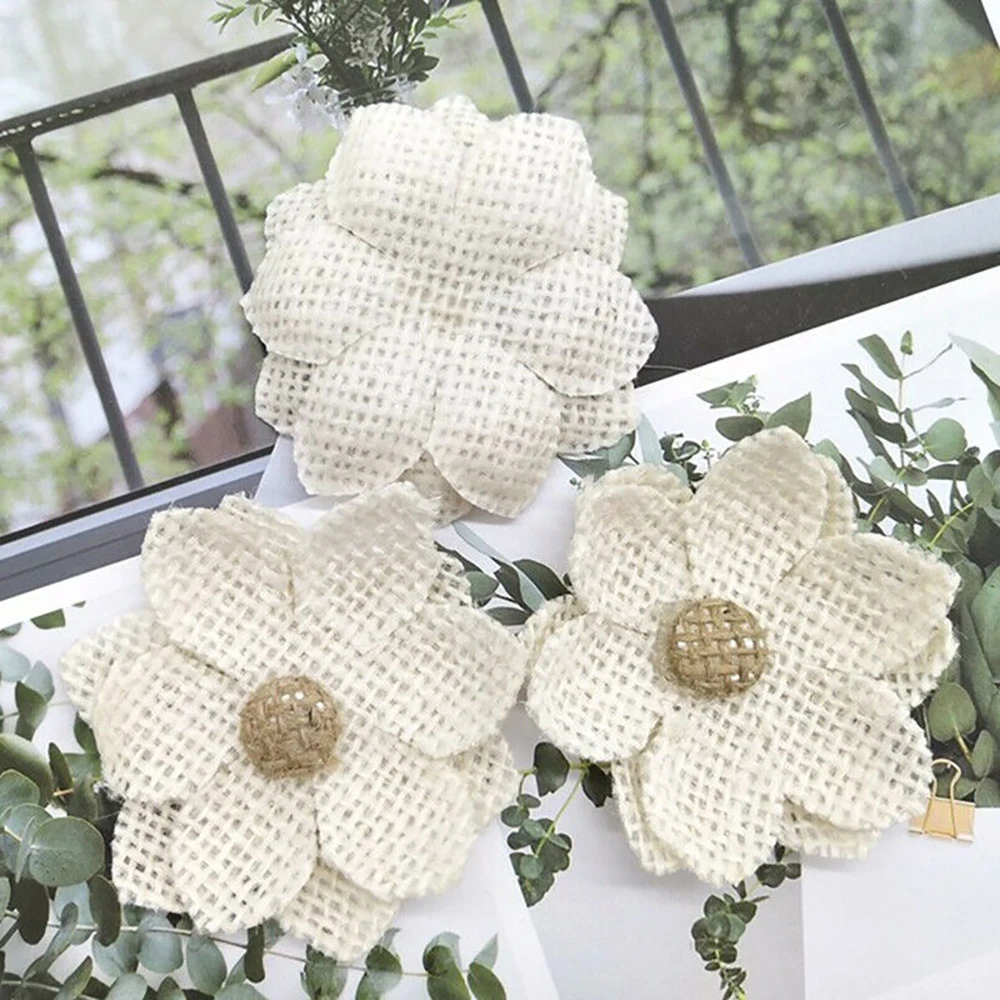 10pcs 수제 천연 황마 삼베 헤센 꽃 DIY 공예  - Wedding Supply Rentals 리뷰 및 가격