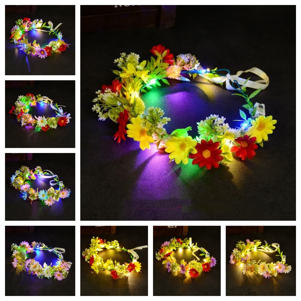 LED 조명 꽃 화관 머리띠 발광 꽃 화환 헤드피스 어 - Wedding Arch Flower 리뷰 및 가격