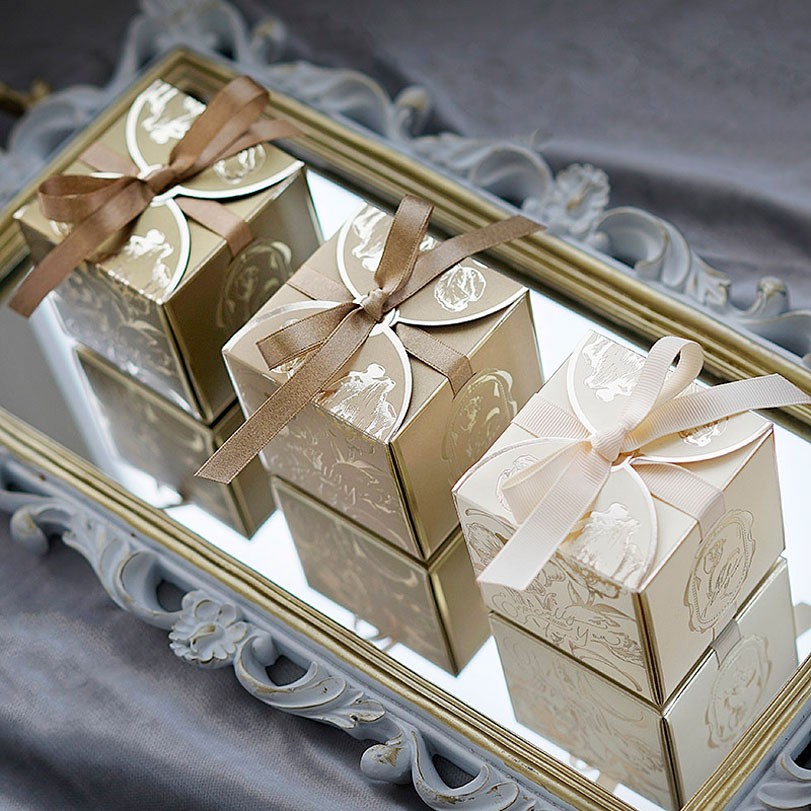 리본이 달린 사각 종이 선물 상자, 결혼식 호의 상자, - Wedding Favor Box 리뷰 및 가격