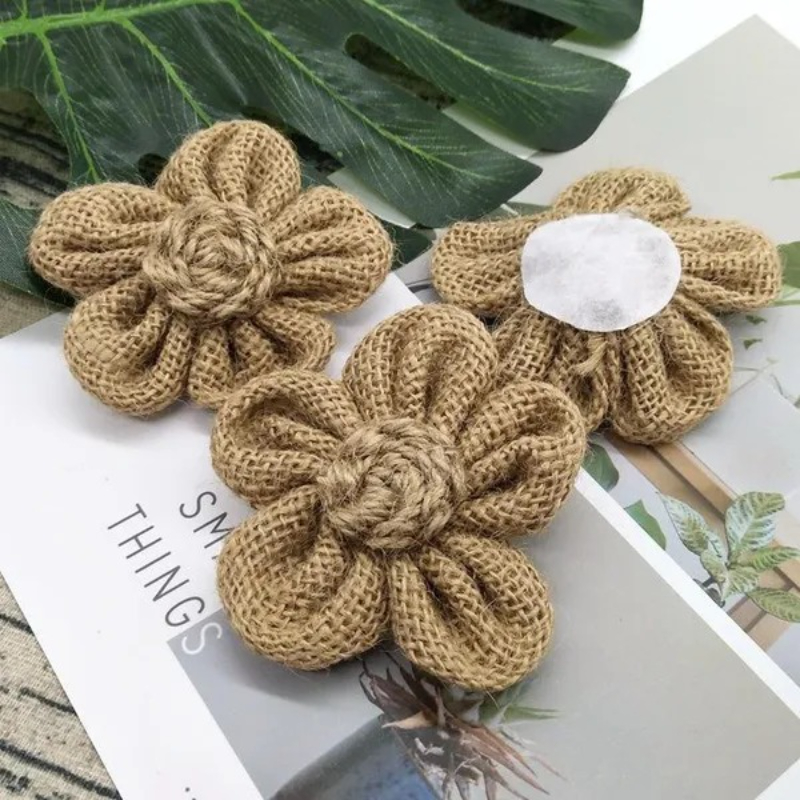 10Pcs 수제 천연 황마 삼베 헤센 꽃 DIY 공예  - Wedding Supply Rentals 리뷰 및 가격