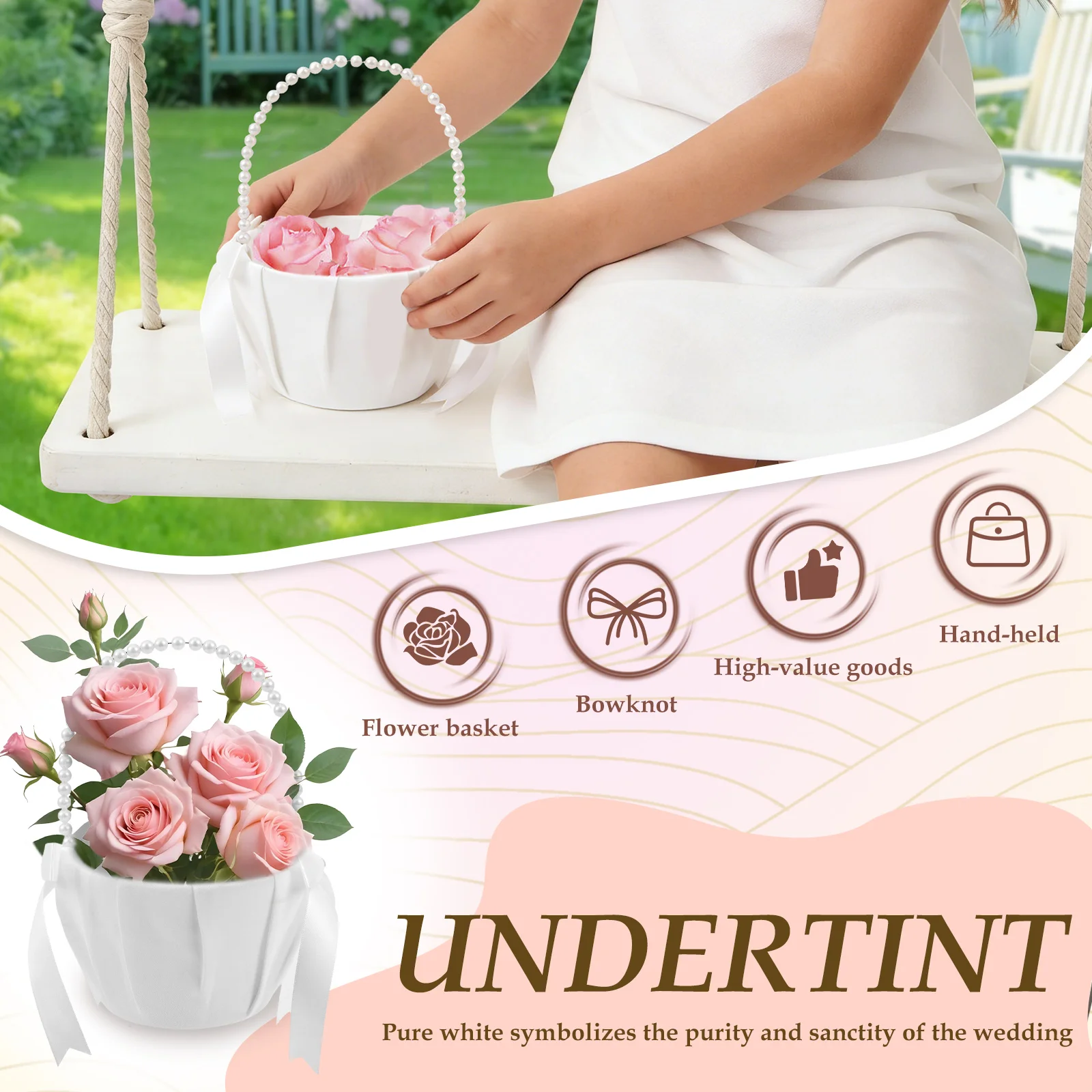2Pcs 웨딩 플라워 걸 바구니 Bowknot Sati - Wedding Ceremony Supply 리뷰 및 가격