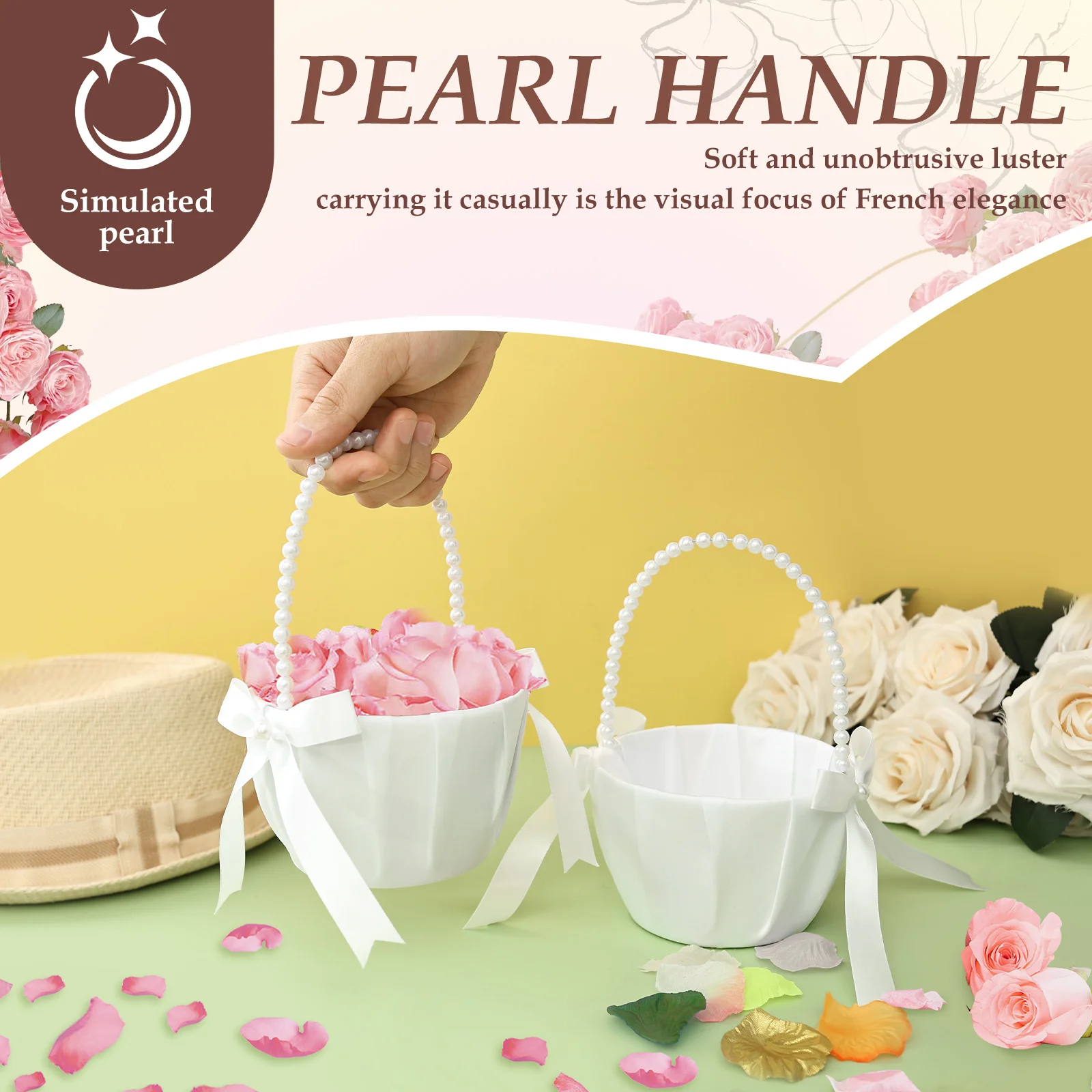 2Pcs 웨딩 플라워 걸 바구니 Bowknot Sati - Wedding Ceremony Supply 리뷰 및 가격
