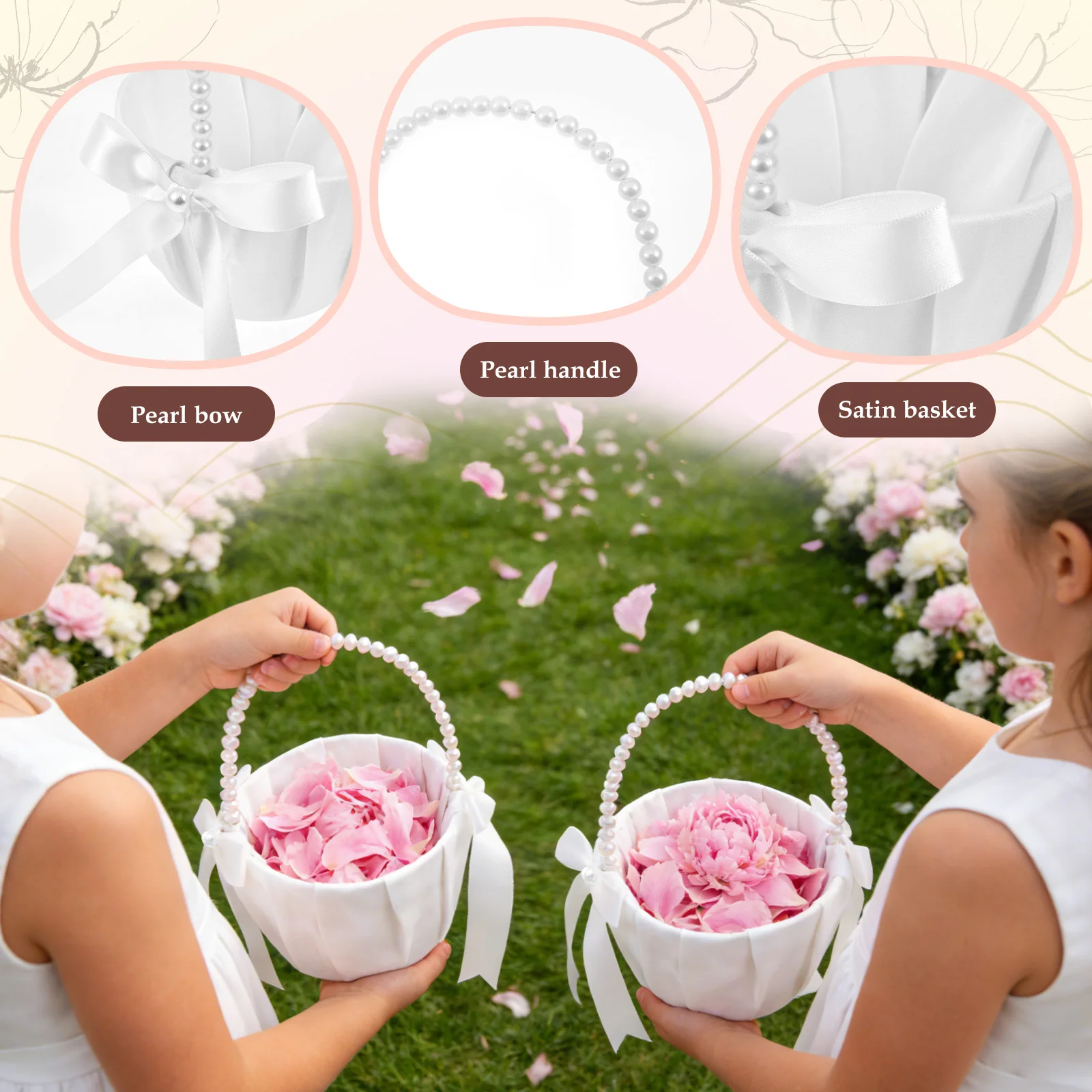 2Pcs 웨딩 플라워 걸 바구니 Bowknot Sati - Wedding Ceremony Supply 리뷰 및 가격