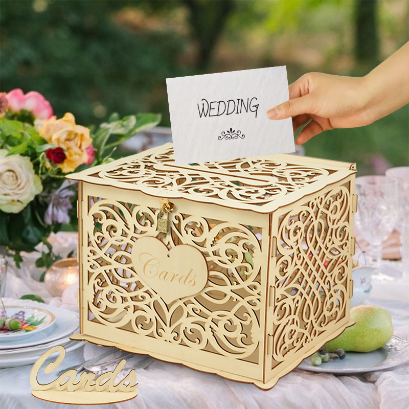 결혼식 나무 선물 카드 상자 잠금 중공 미스터 & 부인 - Wedding Supply Rentals 리뷰 및 가격